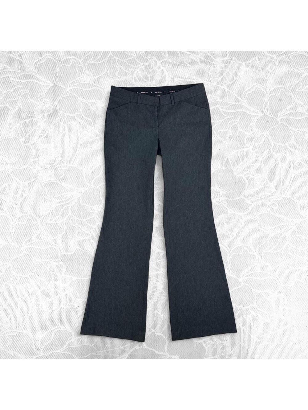 Express Dark Gray Editor Low-Rise Flared Leg Trousers - Size 8/L